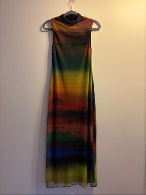 Pull&Bear Multicolor Mesh Maxi Dress